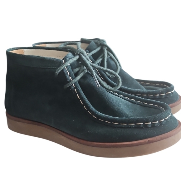 THE GREAT The Trooper Shoe Suede Shearling Lace-Up Chukka Bootie Shoe 7.